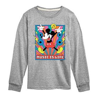 Disney's Mickey Mouse Boys 8-20 Music Is Life Long Sleeve Graphic Tee