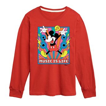 Disney's Mickey Mouse Boys 8-20 Music Is Life Long Sleeve Graphic Tee