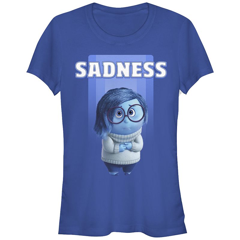 UPC 190272605642 product image for Disney's Inside Out Sadness Juniors' Graphic Tee, Girl's, Size: Medium, Royal | upcitemdb.com