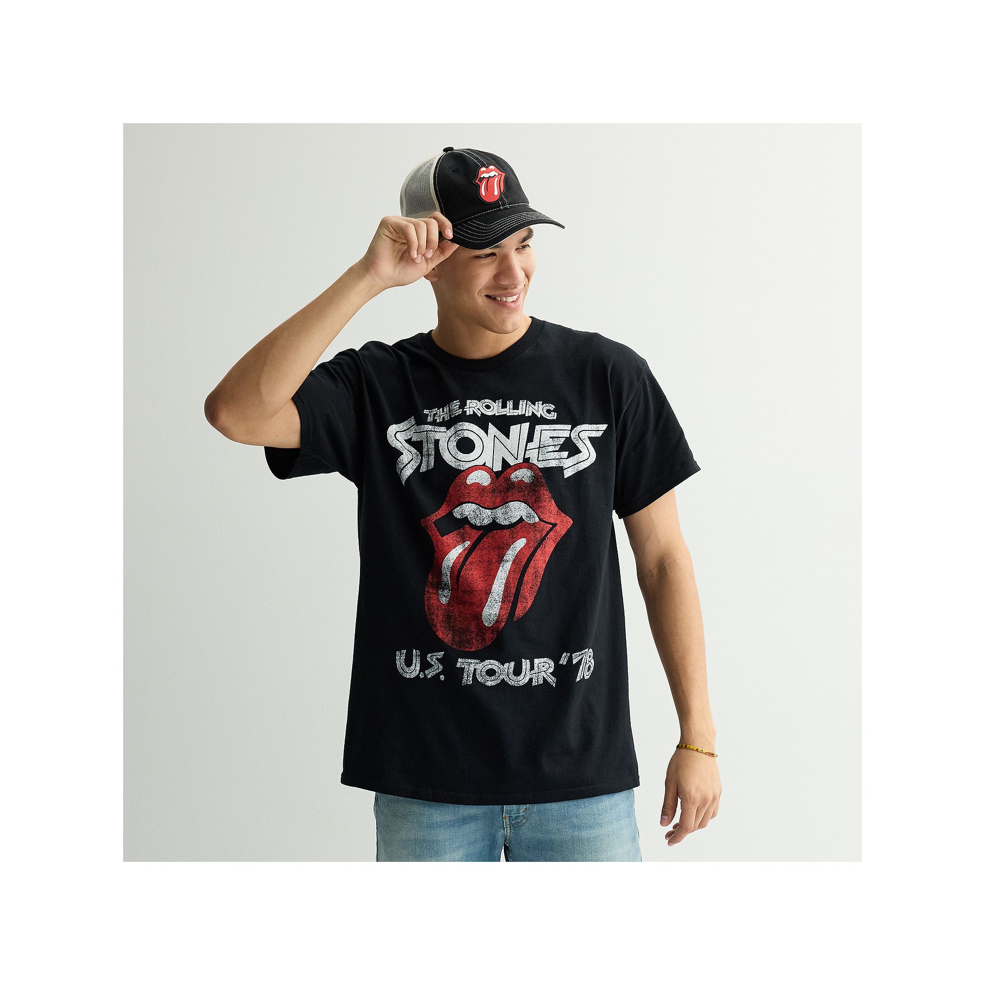 Mens The Rolling Stones Classic U.S. Tour 78 Crewneck Graphic Tee, Size: 