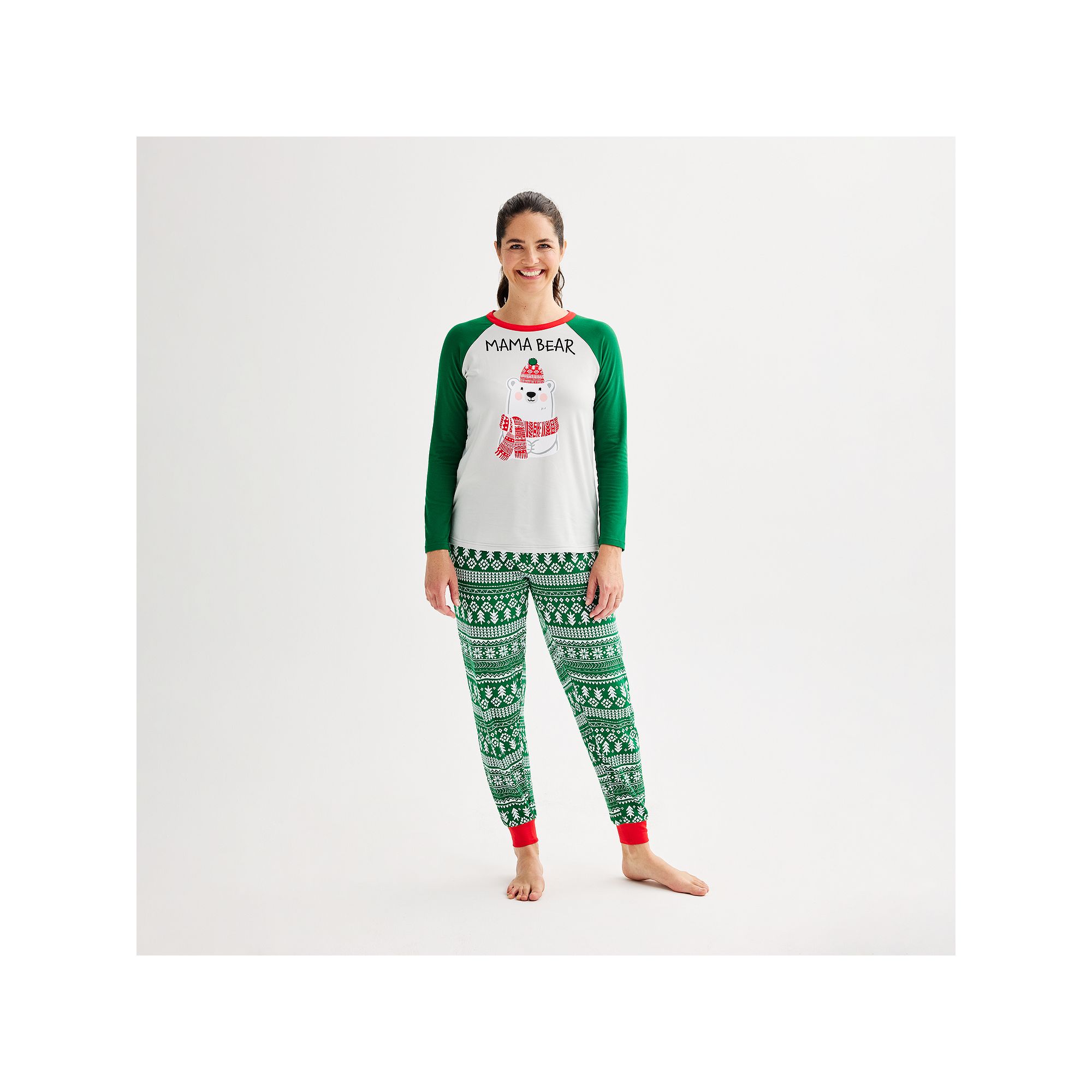 Womens Jammies For Your Families® Bear Pajama Top & Jogger Pajama Bottoms