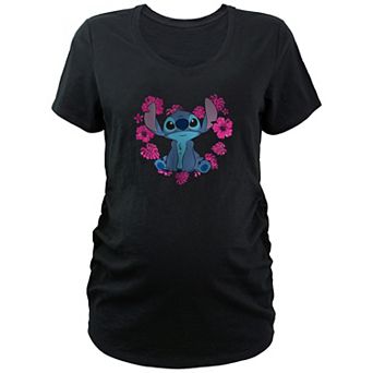 Disney's Lilo & Stitch Flower Heart Stitch Maternity V-Neck Graphic Tee
