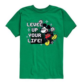 Disney's Mickey Mouse Boys 8-20 Level Up Your Life Graphic Tee