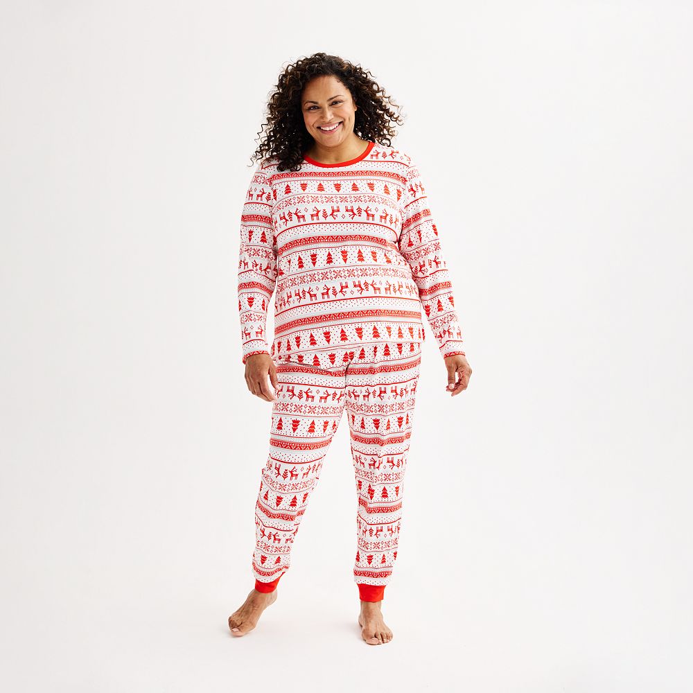 Plus Size Jammies For Your Families® Candy Cane Fairisle Pajama Top ...