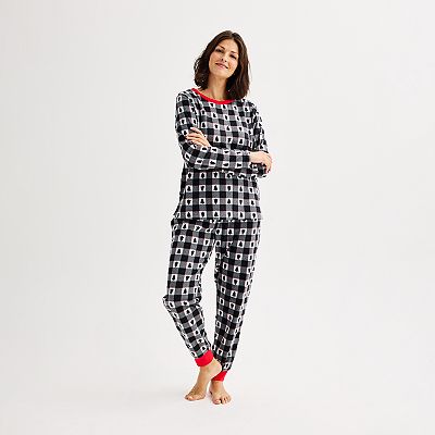 Women s Jammies For Your Families Winter Plaid Pajama Top Jogger Pajama Bottoms Set