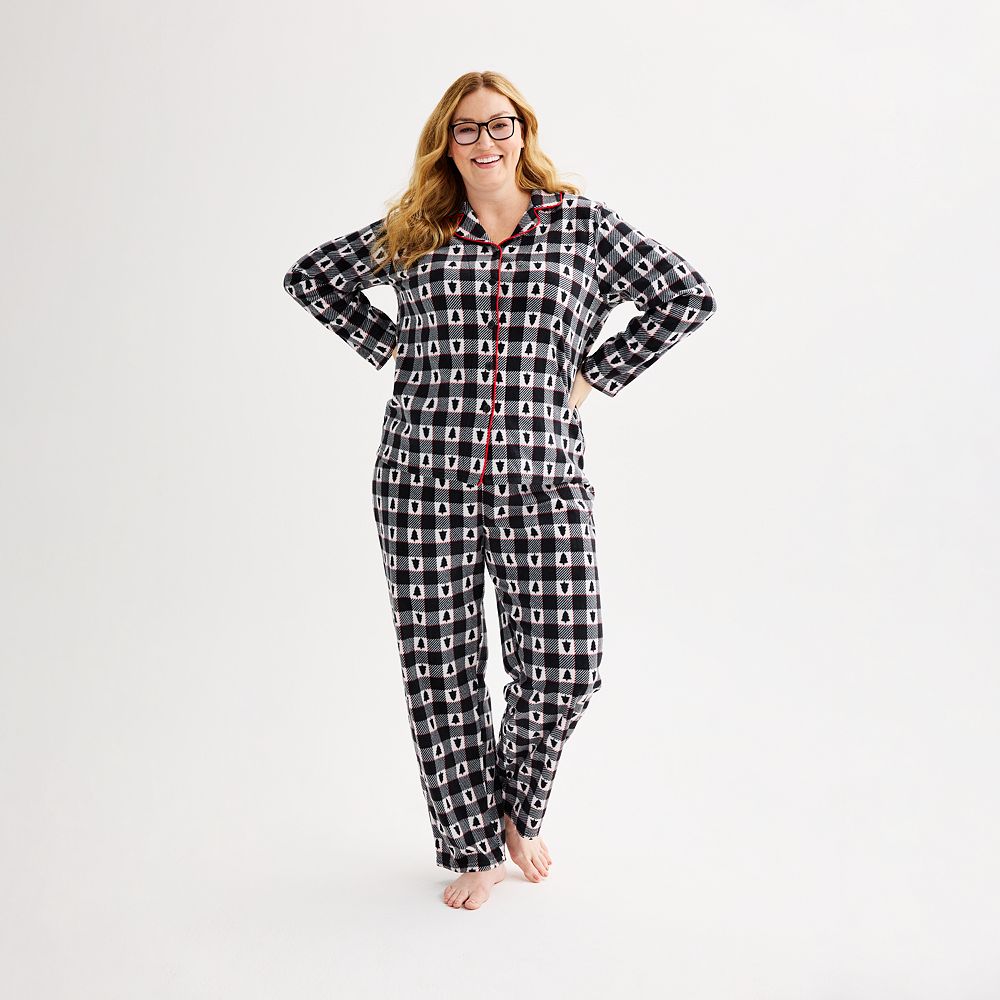 Plus Size Jammies For Your Families® Winter Plaid Notch Pajama Top ...