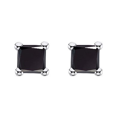 Celebration Gems 14k White Gold 1/4 Carat T.W. Princess Cut Black Diamond Stud Earrings