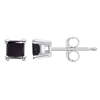 Celebration Gems 14k White Gold 1/2 Carat T.W. Princess Cut Black Diamond Stud Earrings