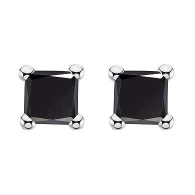 Celebration Gems 14k White Gold 1/2 Carat T.W. Princess Cut Black Diamond Stud Earrings
