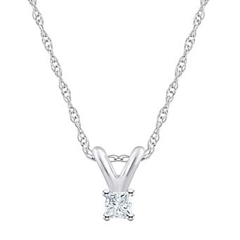 Celebration Gems 14k White Gold 1/10 Carat T.W. Diamond Solitaire Pendant Necklace