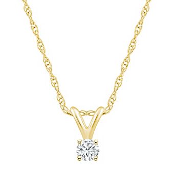 Celebration Gems 14k Gold 1/10 Carat T.W. Diamond Solitaire Pendant Necklace