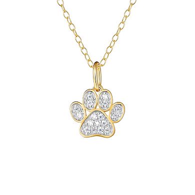 Classic Treasures 18K Gold Over Silver 1/10 Carat T.W. Diamond Paw Necklace