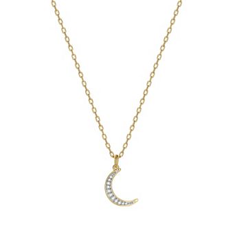 Classic Treasures 18K Gold Over Silver 1/10 Carat T.W. Diamond Moon Necklace