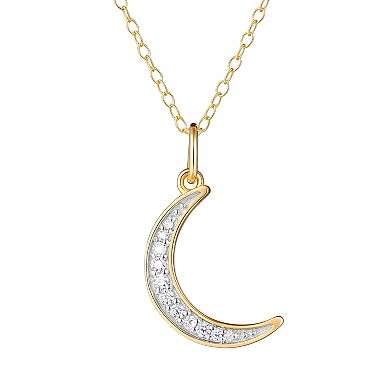 Classic Treasures 18K Gold Over Silver 1/10 Carat T.W. Diamond Moon Necklace