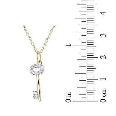 Classic Treasures 18K Gold Over Silver 1/10 Carat T.W. Diamond Key Necklace