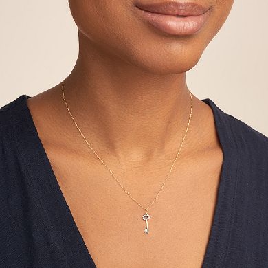 Classic Treasures 18K Gold Over Silver 1/10 Carat T.W. Diamond Key Necklace
