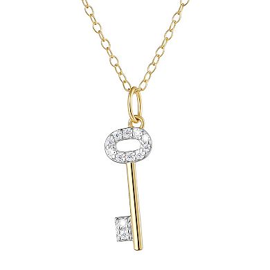 Classic Treasures 18K Gold Over Silver 1/10 Carat T.W. Diamond Key Necklace