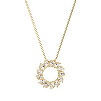 Classic Treasures 18K Gold Over Silver Created White Sapphire Starburst Pendant