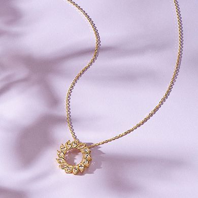 Classic Treasures 18K Gold Over Silver Created White Sapphire Starburst Pendant