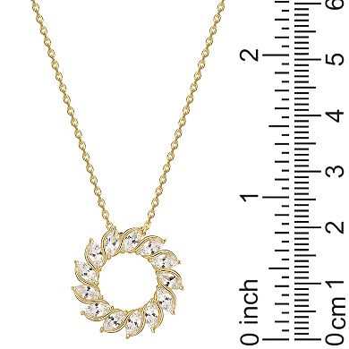 Classic Treasures 18K Gold Over Silver Created White Sapphire Starburst Pendant
