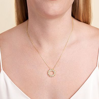 Classic Treasures 18K Gold Over Silver Created White Sapphire Starburst Pendant