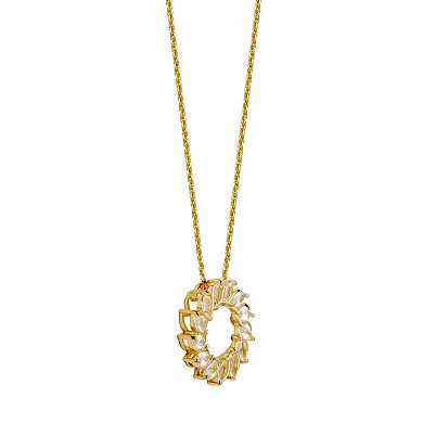 Classic Treasures 18K Gold Over Silver Created White Sapphire Starburst Pendant