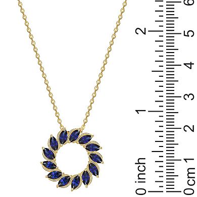 Classic Treasures 18K Gold Over Silver Created Blue Sapphire Starburst Pendant