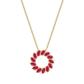 Classic Treasures 18K Gold Over Silver Created Ruby Starburst Pendant