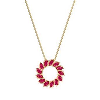 Classic Treasures 18K Gold Over Silver Created Ruby Starburst Pendant