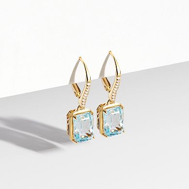 Classic Treasures 18K Gold Over Silver Genuine Blue and White Topaz Leverback Earrings