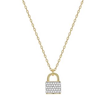 Classic Treasures 18K Gold Over Silver 1/10 Carat T.W. Diamond Lock Necklace