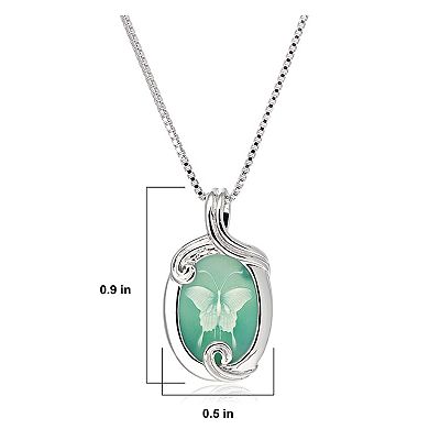 Classic Treasures Sterling Silver Genuine Green Agate Butterfly