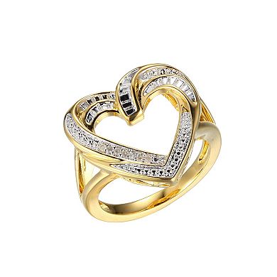 Classic Treasures Gold Tone Diamond Accent Open Heart Earrings, Pendant and Ring Set