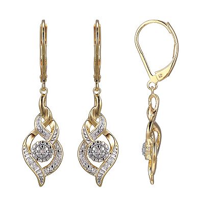 Gold Tone Diamond Accent Waterfall Earrings, Pendant Necklace and Ring Set