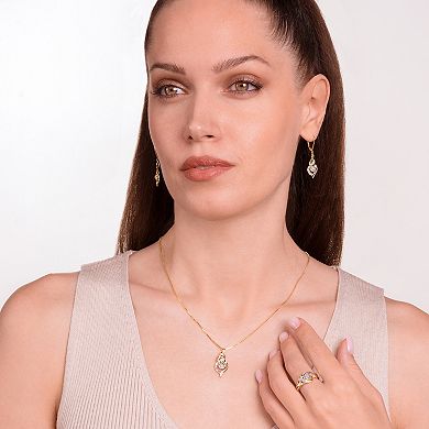 Classic Treasures Gold Tone Diamond Accent Waterfall Earrings, Pendant Necklace and Ring Set
