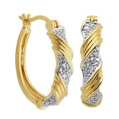 Classic Treasures Gold Tone Diamond Accent Hoop Earrings