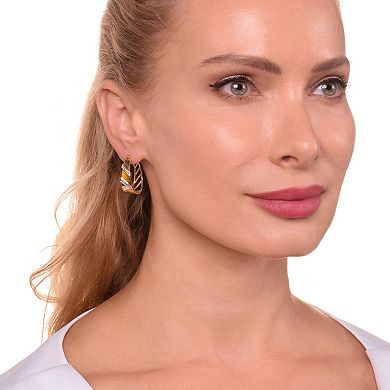 Classic Treasures Gold Tone Diamond Accent Hoop Earrings