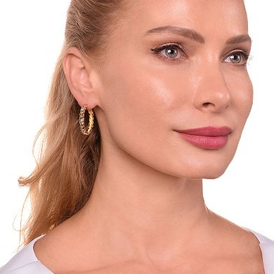 Classic Treasures Gold Tone Diamond Accent Hoop Earrings