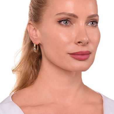 Classic Treasures Gold Tone Diamond Accent Hoop Earrings