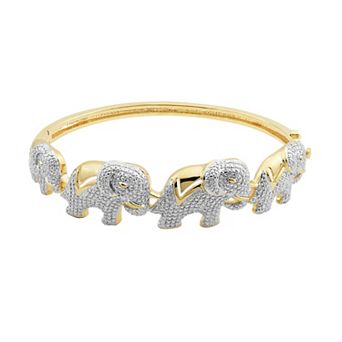 Classic Treasures 18K Gold Over Bronze Diamond Accent Elephant Bangle