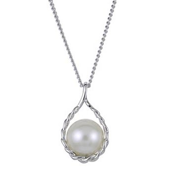 PearLustre by Imperial Sterling Silver Freshwater Cultured Pearl Twisted Wire Look Pendant Necklace