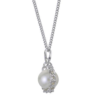 PearLustre by Imperial Sterling Silver Freshwater Cultured Pearl Twisted Wire Look Pendant Necklace