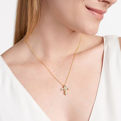 Classic Treasures 18k Gold Over Sterling Silver 1/4 Carat T.W. Diamond Fleur-de-Lis Pendant Necklace