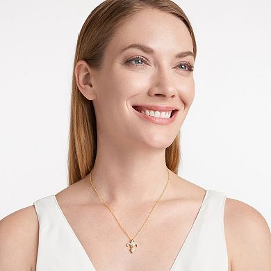 Classic Treasures 18k Gold Over Sterling Silver 1/4 Carat T.W. Diamond Fleur-de-Lis Pendant Necklace