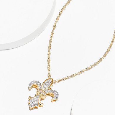Classic Treasures 18k Gold Over Sterling Silver 1/4 Carat T.W. Diamond Fleur-de-Lis Pendant Necklace