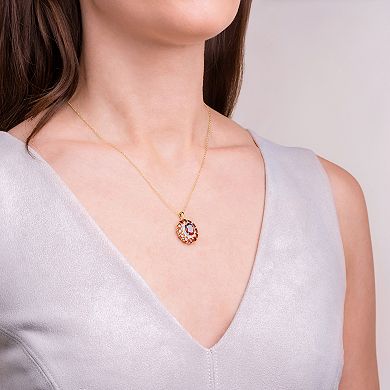 Classic Treasures 18K Gold Over Silver Genuine Garnet and Diamond Accent Pendant