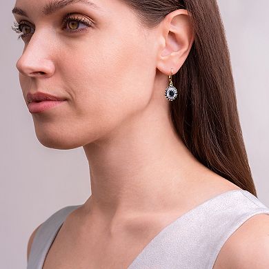 Classic Treasures 18K Gold Over Silver Genuine Black Sapphire and Diamond Accent Leverback Earrings