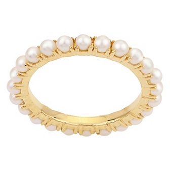 PearLustre by Imperial 14k Gold Freshwater Cultured Pearl Eternity Ring
