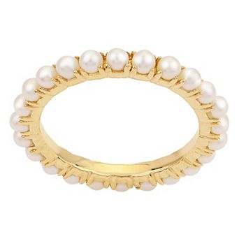 PearLustre by Imperial 14k Gold Freshwater Cultured Pearl Eternity Ring