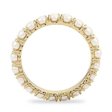 PearLustre by Imperial 14k Gold Freshwater Cultured Pearl Eternity Ring